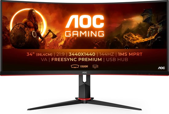 Aoc CU34G2X 144HZ 1MS CURVED 34" GAME MONITOR